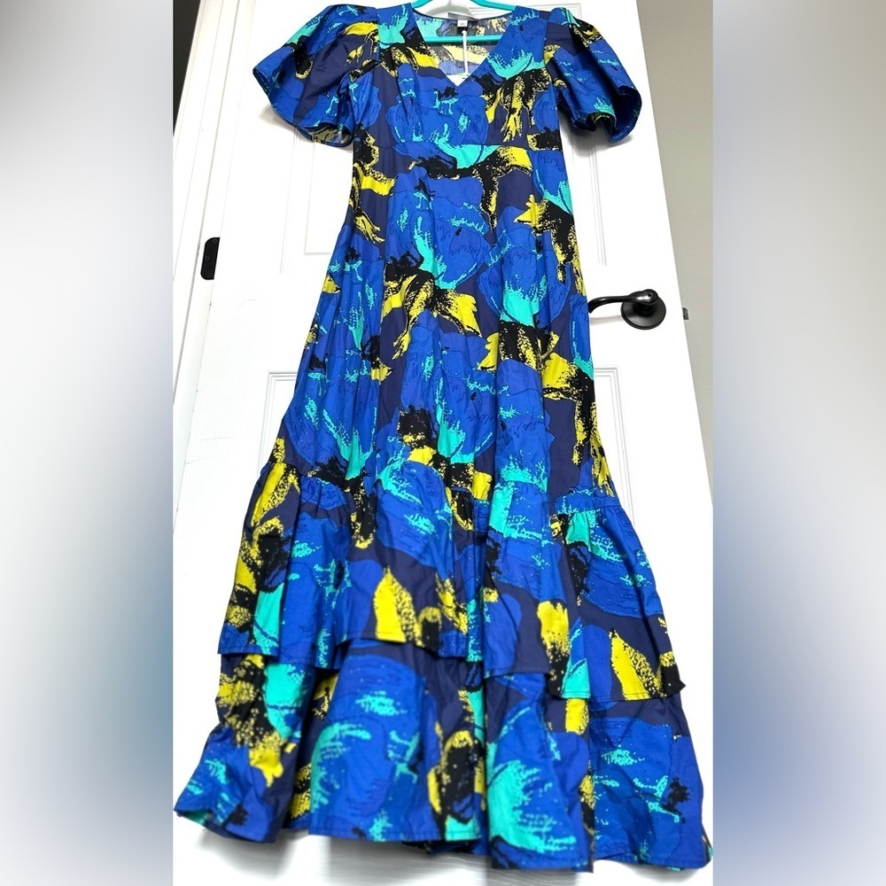 ‼️RARE‼️🎸Christopher John Rogers🎸🔥NWT🔥Floral Puff Sleeve Tiered Maxi Dress—4 - Picture 3 of 14